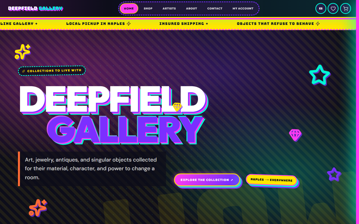 Deepfield Gallery live homepage
